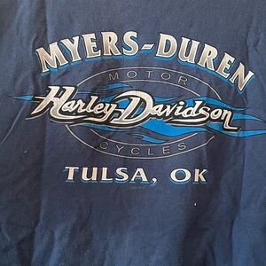 Men’s Harley Davidson, XL short sleeve T-shirt, navy blue Tulsa, Oklahoma branch